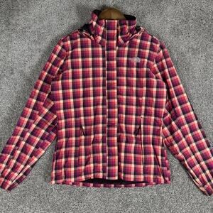 The North Face Hyvent Venture Rain Jacket Womens S Plaid Full Zip Nylon Gorpcore
